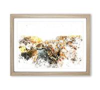 Staithes In North Yorkshire Watercolour Modern Framed Wall Art Print, Ready to Hang Picture for Living Room Bedroom Home Office Décor, Oak A4 (34 x 25 cm)