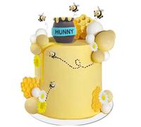 Stakee 1set Bee Cake Topper Honey Jar Cake Topper Honeycomb Cake Decorations Bumble Bee Cake Toppers for Birthday Bee Theme Baby Shower