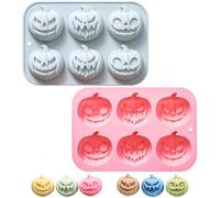 Stakee 3d Pumpkin Cake Mould, 2 Pcs 6-cavity Halloween Silicone Moulds Cake Dessert Mold for Making Soap Muffin Chocolate Cake Decoration
