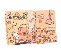 Stakee 4 Pcs Cute Capybara Travel Journal Spiral Notebook,A5 Spiral Notebooks Writing Notepads Memo Diary Notes Pads Stationary for School Office