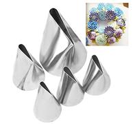 Stakee 5pcs Rose Petal Pastry Nozzles Stainless Steel Nozzle Set Diy Icing Piping Tips Cupcake Cake Decorating Tool