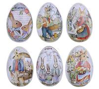 Stakee 6pcs Easter Tinplate Egg Egg Candy Case Easter Cookie Tins Retro Biscuits Tins with Lids Easter Party Supplies