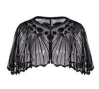 Stakee Black Sequin Shawl Soft Chiffon Sequins Cape Evening Party Shawl Wedding Lace Shawl Women Party Dresses Shawl