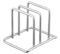 Stakee Chopping Board Rack Stand Stainless Steel Cutting Board Holder Compact with 2 Compartments Extra Robust, Metal Chopping Board Organizer