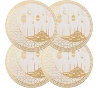 Stakee Eid Mubarak Placemat 4pcs Ramadan Pvc Gold Moon Lantern Table Mat Dining Table Mat for Islam Muslim Festival Party Ramadan Table Home Decoration