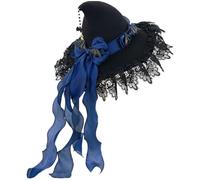 Stakee Halloween Witch Hat, Gothic Lace Witch Hat, Lolita Bow Lace Princess Hat Cosplay Witch Cap Spooky Party Hat for Adults