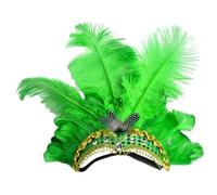 Stakee Vintage Feather Headband Carnival Feather Headband Vintage Gatsby Headband Colored Feather Headpiece Carnival Accessory, Green