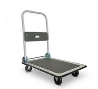 Stakx Heavy Duty Platform Hand Trolley Folding Cart 300kg Capacity Steel Frame PVC Platform Truck with Foldable Handle & Rubber Castors for Warehouse, Workshop, Home & Utility Use