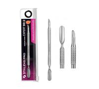 STALEKS PRO by Natury Nails Dual Cuticle Pusher - Slant Tip + Wide Rounded Tip - Manicure and Pedicure - Stainless Steel - Expert 90/2