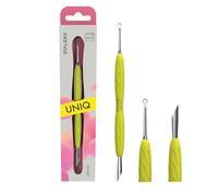 STALEKS PRO by Natury Nails Dual Cuticle Pusher with Rubber Silicone Handle, Manicure and Pedicure, Stainless Steel, UNIQ (PQ-11/2Y)