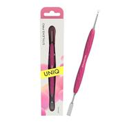 STALEKS PRO by Natury Nails Dual Cuticle Pusher with Rubber Silicone Handle, Stainless Steel, UNIQ (PQ-11/1)