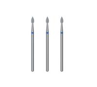 STALEKS PRO by Natury Nails Set of 3 Diamond Cuticle Burrs 5 x 2.3 mm Drop Shape (Medium Grit)