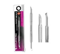 STALEKS PRO by Natury Nails Slant Cuticle Pusher + Bent Cleaner Manicure Pedicure Stainless Steel Expert 90/4.2
