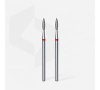 Staleks Pro Diamond Cutter Flame Pointed Red 2.1 mm, Pack of 2, Diamond Bit for Nail Cutter, Milling Cutter Attachment for Electric Nail Cutters, for Apparative Manicure & Pedicure (FA11R021/8)