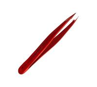 STALEKS PRO Expert 11 Eyebrow Tweezers, Pointed Tips, Red | Pointed precision facial hair tweezers for men and women; spot brow correction and targeted ingrown hair removal