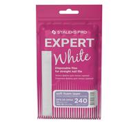 STALEKS PRO Expert 20 Disposable White Straight Nail File Abrasives (240 Grit, 30 Pcs) - Soft Foam Layer for Nail Polishing & Prep (140x18mm)