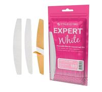 STALEKS PRO Expert 40 Nail Files with Soft Foam Base Disposable Adhesive White Half Moon Shape 30 Pcs (180 Grit)