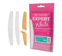 STALEKS PRO Expert 40 Soft Foam Nail File Refill White Disposable Half Moon Shape 30 Pcs (100 Grit)