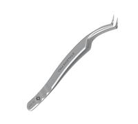 STALEKS PRO Expert 45 Type 2 Professional Eyelash Tweezers (L-Shaped 40°) - Stainless Steel with Nano-Notches for Volume & Mega-Volume Lash Extensions & Enhanced Visibility