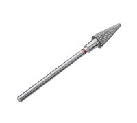 STALEKS PRO Expert Carbide Nail Drill Bit (Cone, Red, 6mm Head / 14mm WP) - Soft Hardness for Delicate Artificial Nail Correction & Skin Processing in Hardware Manicure/Pedicure