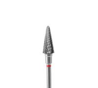 STALEKS PRO Expert Carbide Nail Drill Bit (Cone, Red, 6mm Head / 14mm WP) - Soft Hardness for Delicate Artificial Nail Correction & Skin Processing in Hardware Manicure/Pedicure