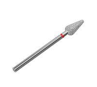 STALEKS PRO Expert Diamond Nail Drill Bit (Rounded Pear, Red, 5mm Head / 12mm WP) - Soft Abrasiveness for Cuticle, Sidewall, Epidermis Cleansing & Versatile Hardware Manicure/Pedicure