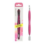 STALEKS PRO Manicure Pusher with Silicone Handle (Rounded Narrow Pusher and Bent Blade) - UNIQ Gummy - Pack of 1 - Model PQ-10/4.2