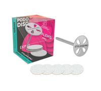 STALEKS PRO Pododiscus base M 20 mm with 5 refills 180 grit. Stainless steel. Pedicure disk. Long shaft.