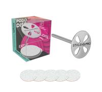 STALEKS PRO pododisk L base 2.5 cm with 5 refills 180 grit. Stainless steel. Long shaft.