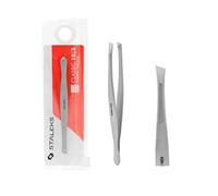 STALEKS PRO Precise brow tweezers with wide slanted edges. Medical grade stainless steel. Classic 10/3