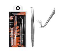 STALEKS PRO Professional Curved Tweezer for False Eyelash Extension 70° Volume Modeling Ideal for Natural Classics and Volume 2-4D AISI 420 Stainless Steel Expert 40/2