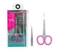 STALEKS PRO Professional Cuticle Scissors with Hook 20mm Sharp Tip Blades Ergonomic Silicone Rings Stainless Steel Smart SS-41/3