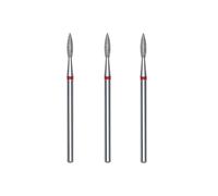 STALEKS PRO Set of 3 Diamond Cuticle Burs, 2.1 x 0.8 mm, Flame Shape (Fine Grit)