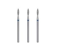STALEKS PRO Set of 3 Diamond Cuticle burs, 2.1 x 0.8 mm, Flame Shape (Medium Grit)