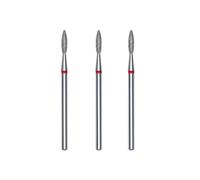 STALEKS PRO Set of 3 diamond cuticle burs, 2.1 x 0.8 mm. Rounded Flame Shape (Fine Grit)