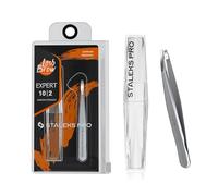 STALEKS PRO Tweezers for Thin and Thin Eyebrows, Fine and Precise Straight Edges, AISI 420 Stainless Steel with Storage Case Expert 10/2