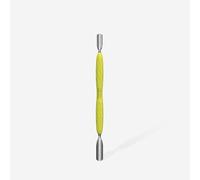 STALEKS PRO UNIQ 10 & 11 Cuticle Pusher Set - Type 1 (Round Wide + Round Narrow) & Type 2 (Oblique + Ring) - Professional Manicure Tool with Silicone Handle, PQ-10/1y; PQ-10/2y (PQ-10/1y, 1)
