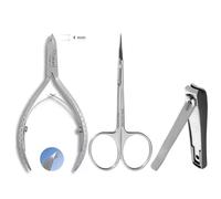Staleks Professional Scissors SE-51/3, Cuticle Nippers 4 mm & Beauty & Care 20 Nail Clippers with Container - Premium Care Set for Perfect Manicure