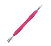 STALEKS UNIQ PQ-10/3 Double Instrument for Manicure with Silicone Grip (Narrow Round Pusher + Hatchet)