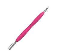 STALEKS UNIQ PQ-10/4.2 Double Manicure Instrument with Silicone Handle (Narrow Round Pusher + Curved Scraper)