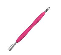 STALEKS UNIQ PQ-10/5 Double Instrument for Manicure with Silicone Handle (Narrow Round Pusher + Straight Scraper)