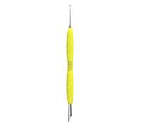 Staleks UNIQ PQ-11/2Y Professional Double Cuticle Pusher Yellow Silicone Handle - Sterilisable Stainless Steel Manicure Pedicure Tool (Ring + Angled Pusher)
