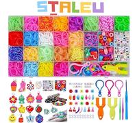 STALEU 2500+ Loom Bands Kit, 32 Colours Friendship Bands with Bonus 3.5 mm Metal Crochet Hook, 220 Accessories in Storage Box for Kids, Christmas & Birthday Gifts