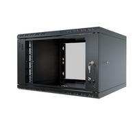 Stalflex 19 Inch Rack 6U 450mm Black Glass Door Cabinet