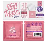 Stall Mates Wipes Feminine Fresh - Flushable | Individually Wrapped Cleansing Travel Friendly PH balanced Unscented with Sunflower, Rosemary and Aloe (30 on-the-go singles)