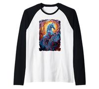 Stallion Mystic Equine Wild Horse Animal Mane Hobby Horsing Raglan Baseball Tee