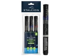 Stallion Permanent Marker Pens - Black/Blue/Red (3pk)