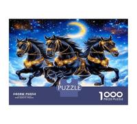 Stallions Star Sky 1000 Pieces Jigsaw Puzzle Cosmic Horse Power Premium Jigsaw Puzzle Extra-Thick Cardboard Jigsaw Puzzle Collector Mind Relaxation Office Break Travel 38x26cm/1000pcs
