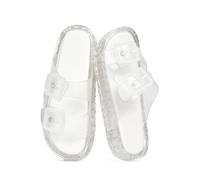 STALOV Jelly Sandals for Women Platform Adjustable Double Buckle Pool Slides Waterproof Slip-On Beach Sandals for Summer Vacation Casual, Clear, 7 UK