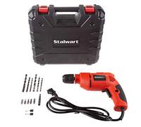 Stalwart 75-PT1037 Electric Power Drill with 6-Foot Cord - Variable Speed, Reversable Wired Screwdriver with Bubble Level, Carrying Case & Accessories